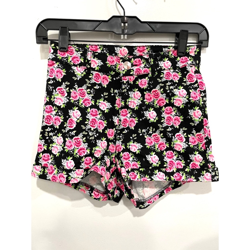 H&M Floral High Rise Black & Pink Short